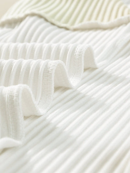 Moonlit Jade Colorblock Ribbed Patchwork Tee