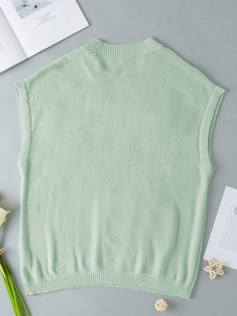 Moonlit Jade Floral Crochet Knit Short Sleeve Sweater Blouse