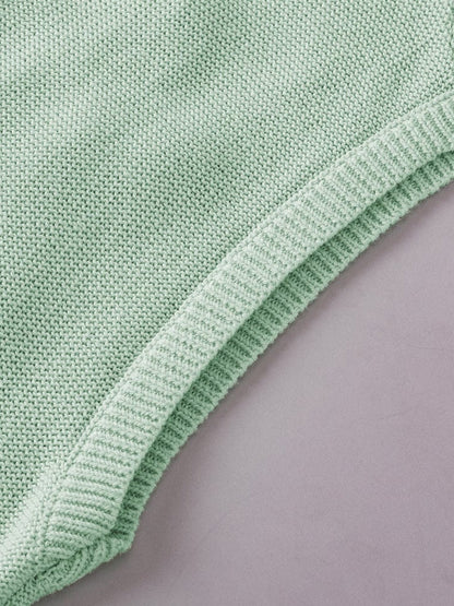 Moonlit Jade Floral Crochet Knit Short Sleeve Sweater Blouse