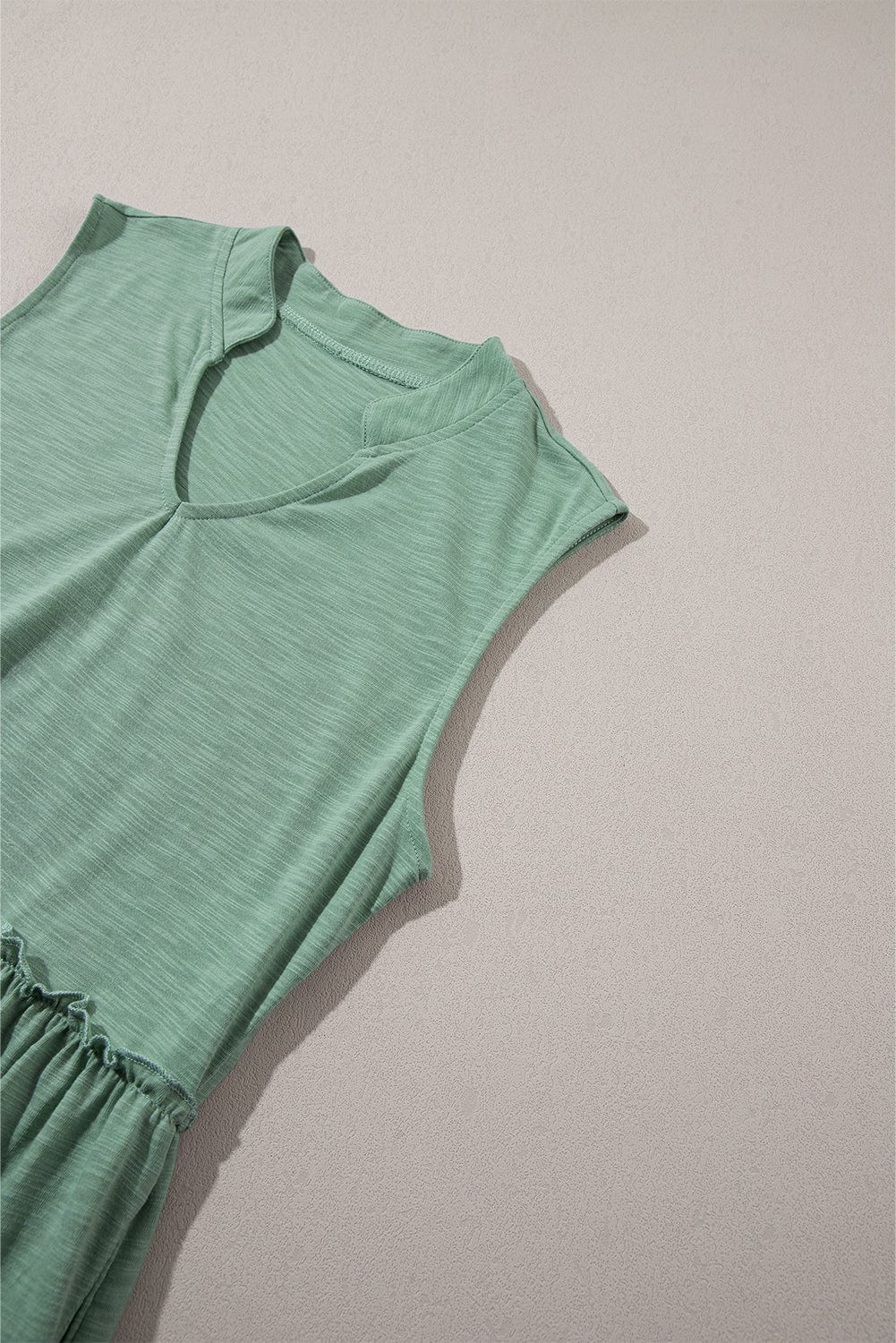 Moonlit Jade Tiered Flowy V-Neck Shift Dress