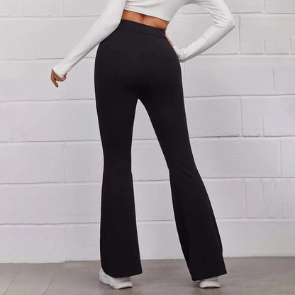 Women's Bootcut Normal Polyester Plain Black Yellow Fashion High Waist Full Length Casual Weekend Summer Spring &  Fall