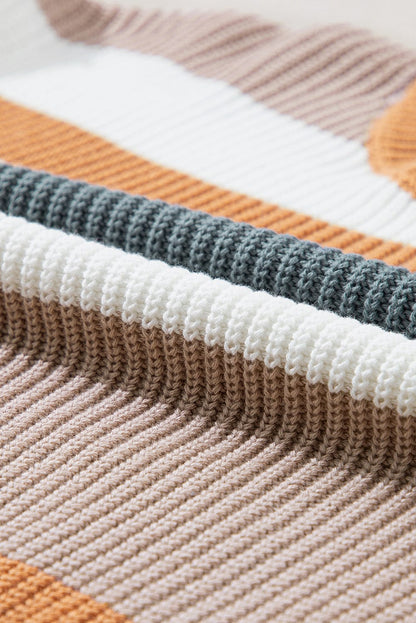 Multicolor Striped Round Neck Long Sleeve T-Shirt