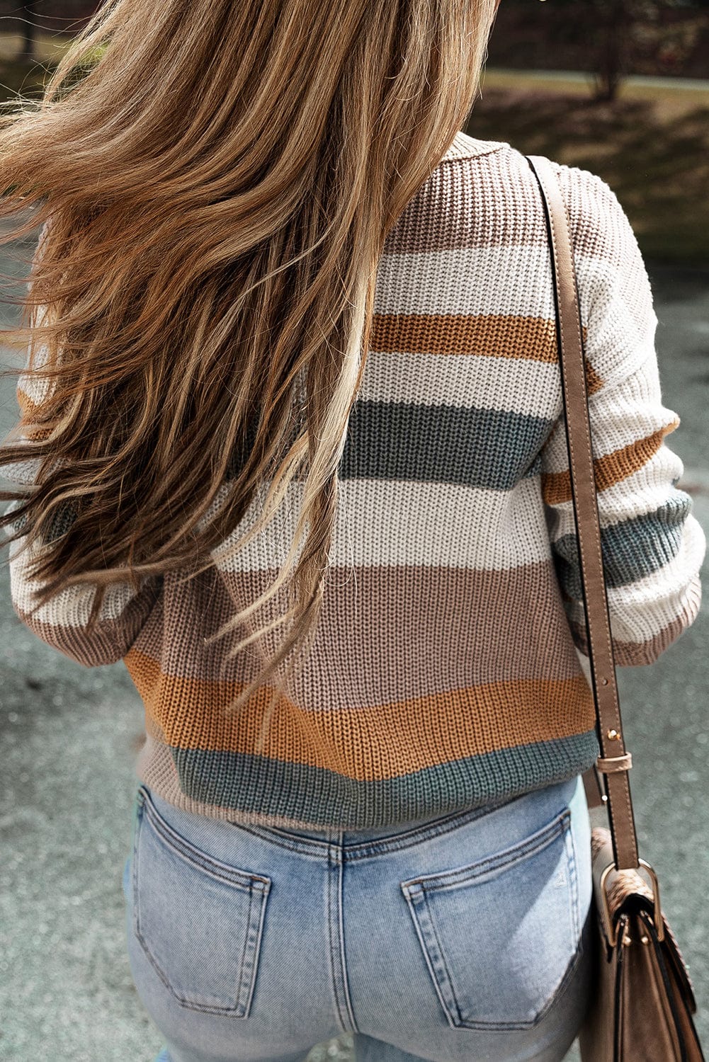 Multicolor Striped Round Neck Long Sleeve T-Shirt