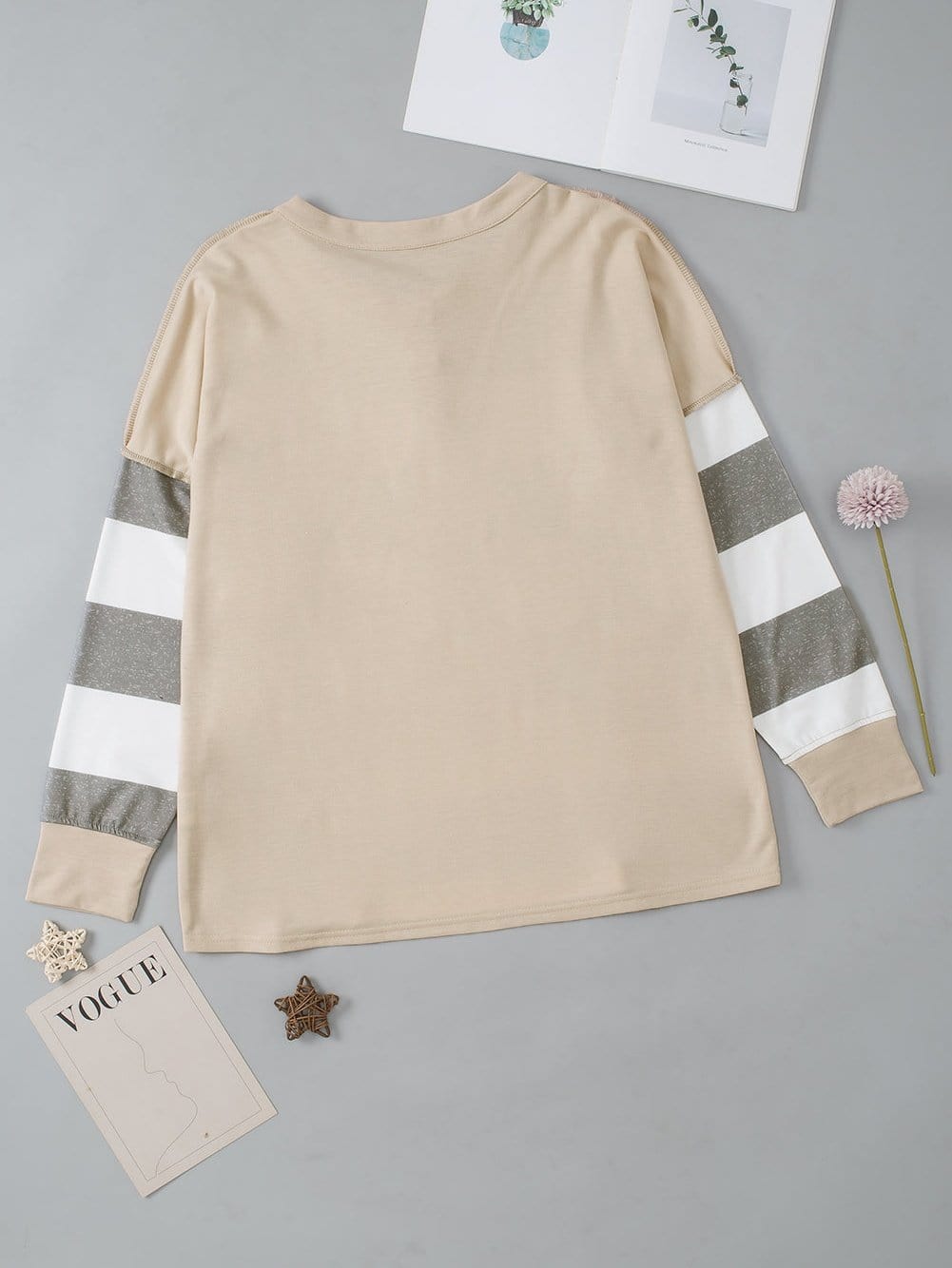 Multicolor Striped Round Neck Long Sleeve T-Shirt