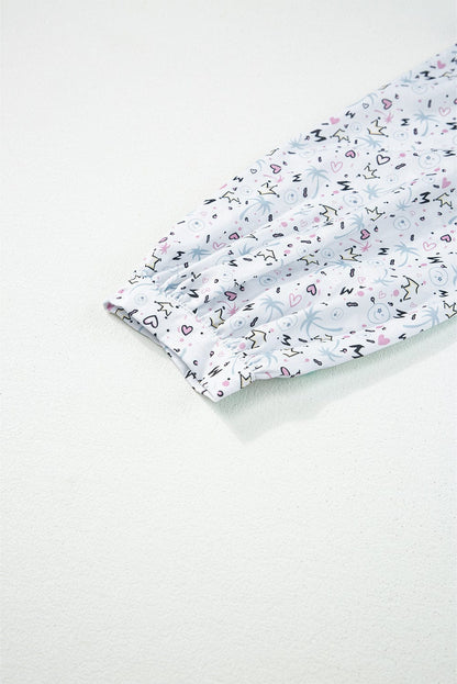 Multicolored Print V-Neck Flowy Split Sleeve Maxi Dress