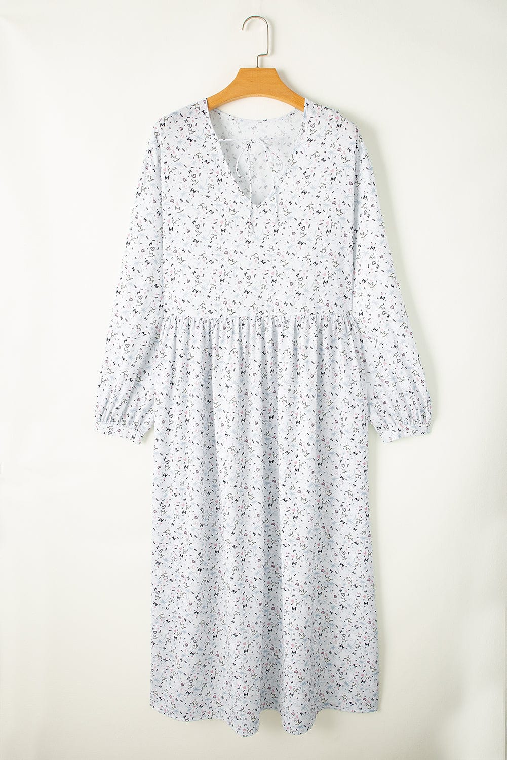 Multicolored Print V-Neck Flowy Split Sleeve Maxi Dress