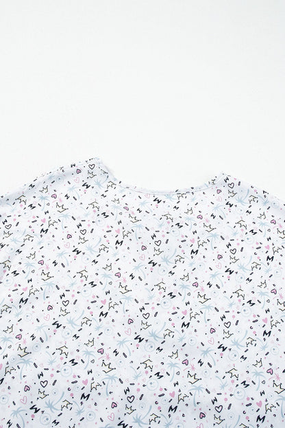 Multicolored Print V-Neck Flowy Split Sleeve Maxi Dress