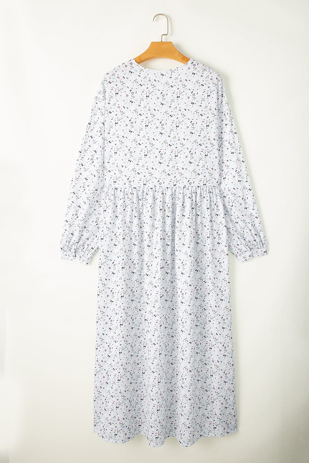 Multicolored Print V-Neck Flowy Split Sleeve Maxi Dress