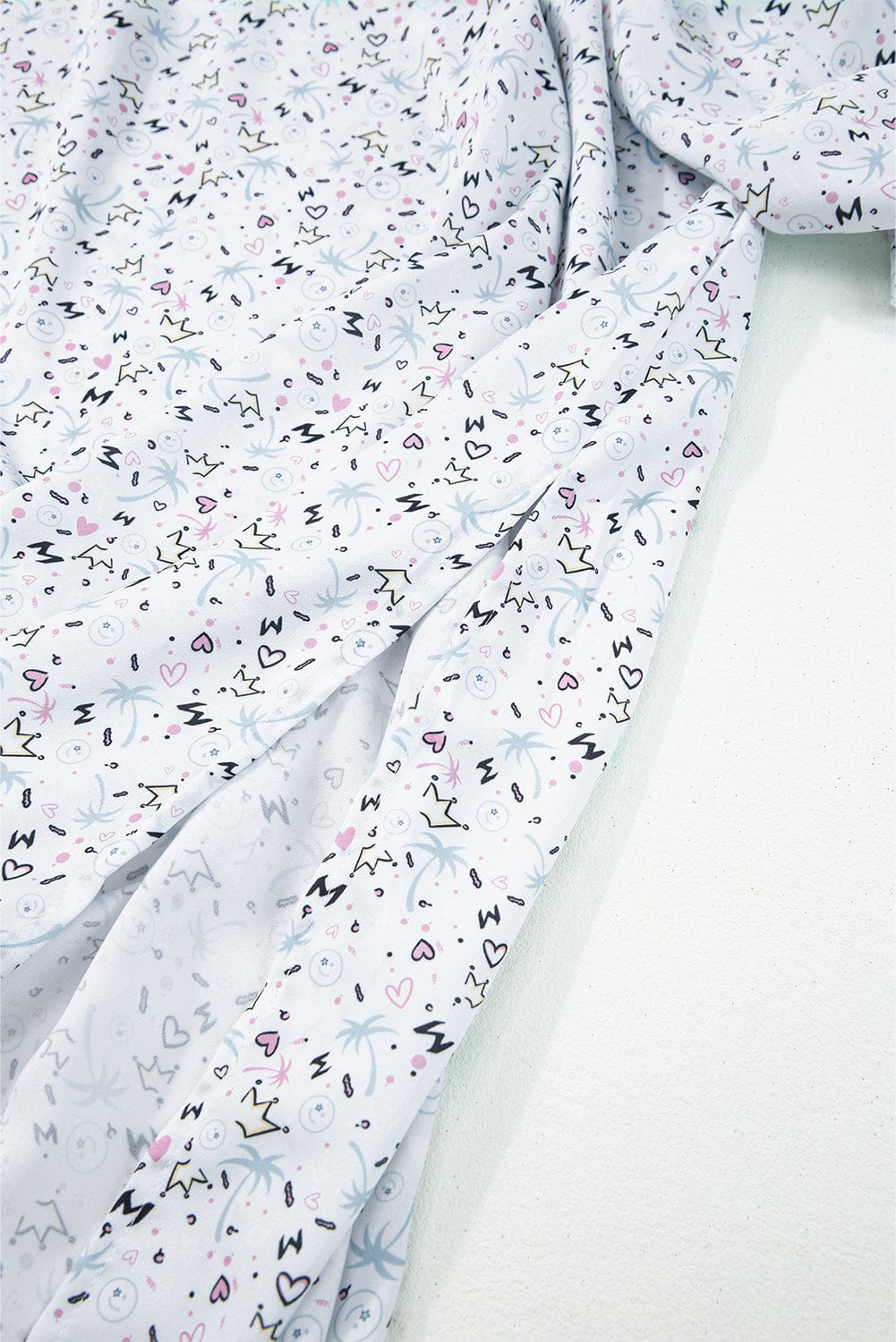 Multicolored Print V-Neck Flowy Split Sleeve Maxi Dress