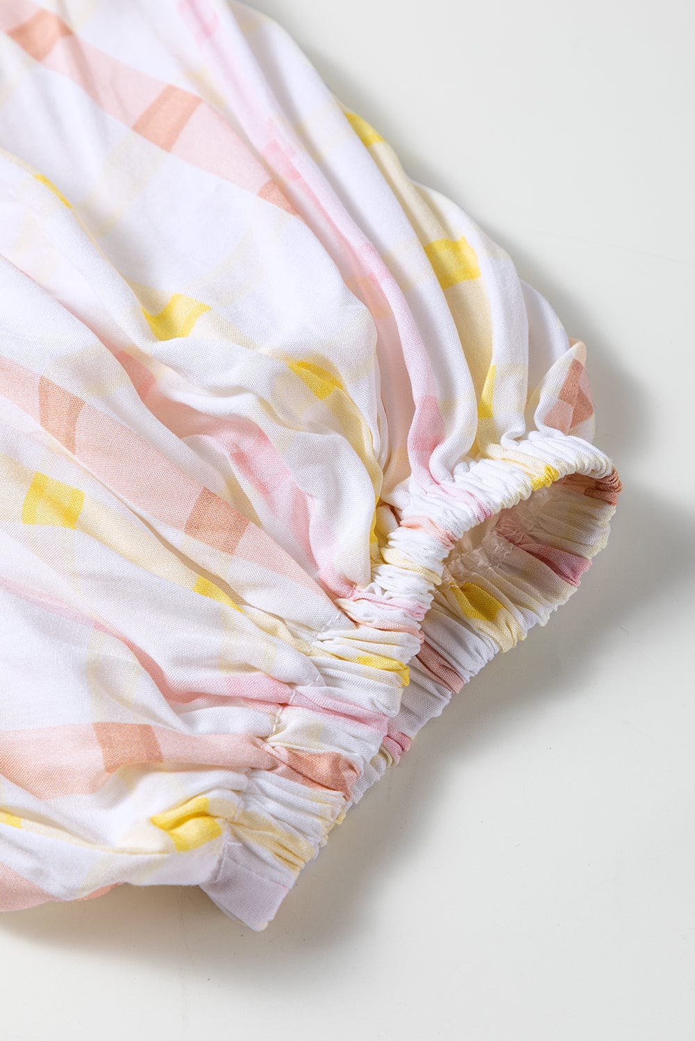 Multicolour Plaid Print Puff Sleeve Skater Dress with Square Neck