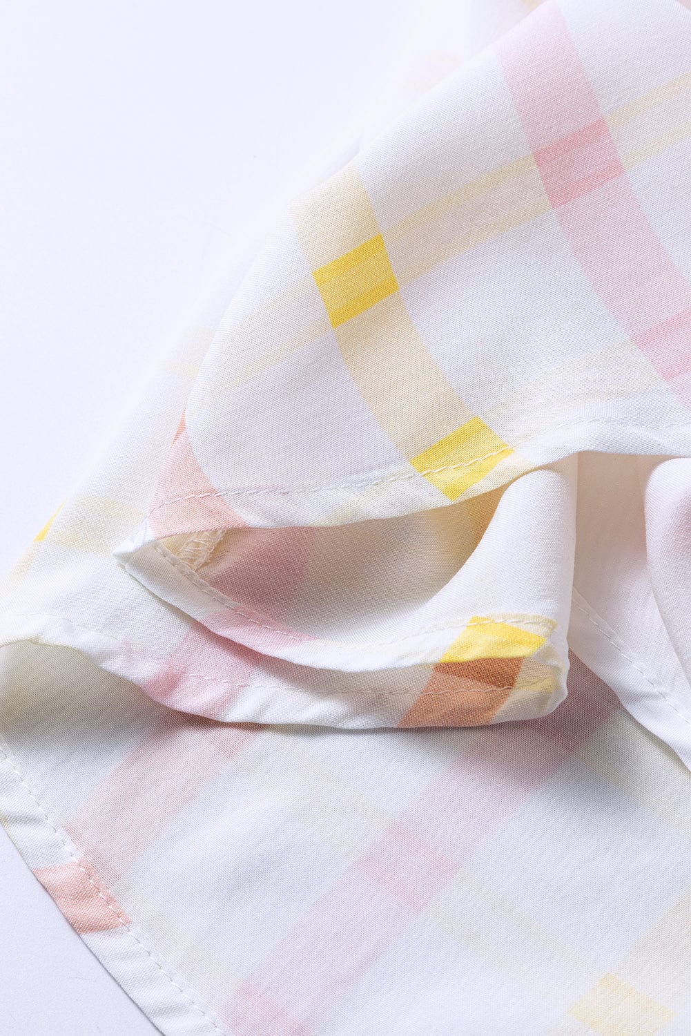 Multicolour Plaid Print Puff Sleeve Skater Dress with Square Neck