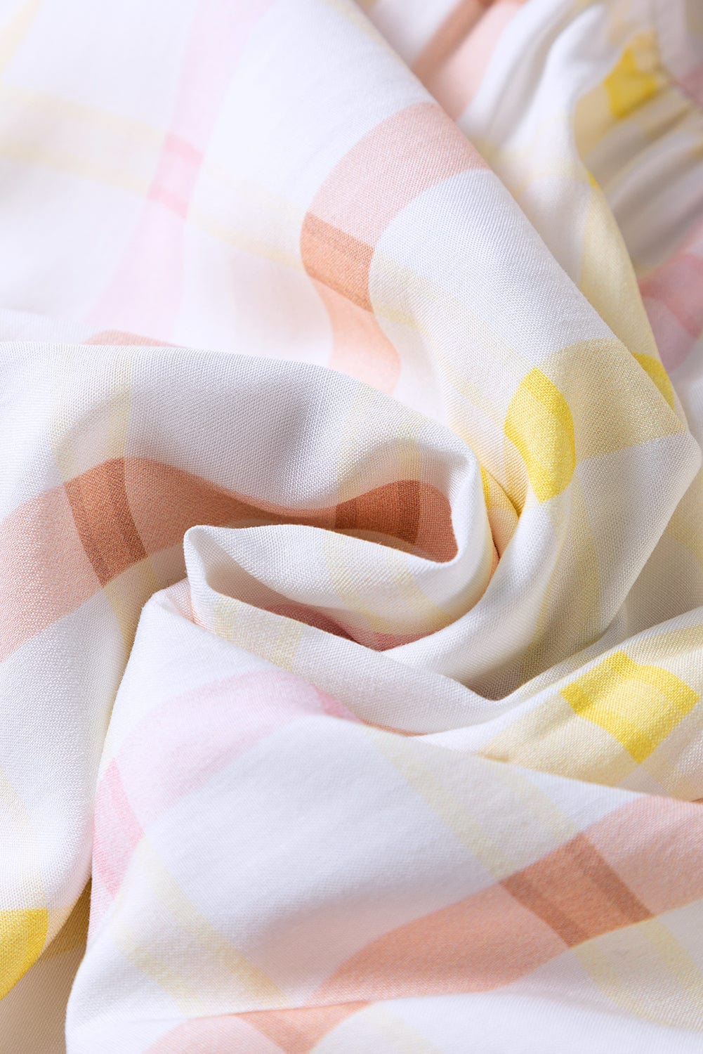 Multicolour Plaid Print Puff Sleeve Skater Dress with Square Neck