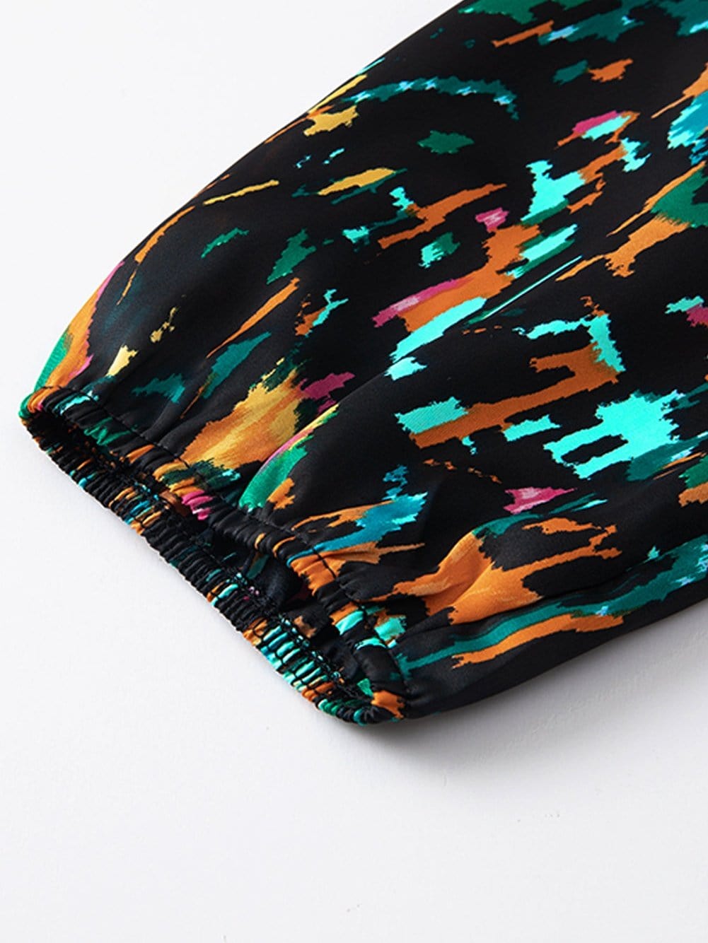 Multicolour Ruffle Sleeve Abstract Print Blouse