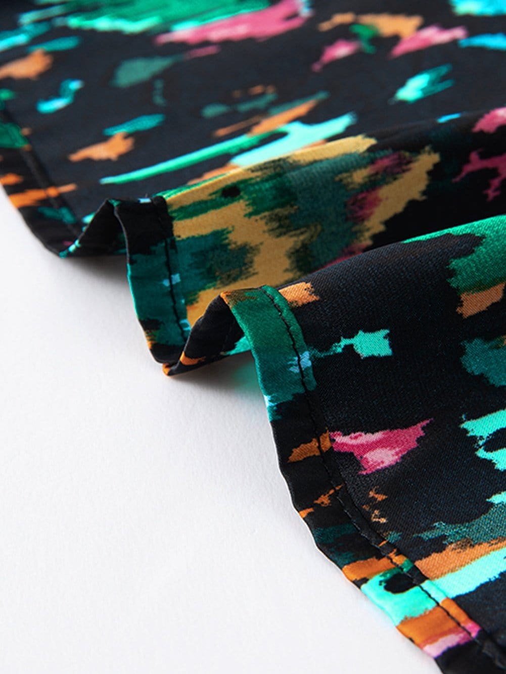 Multicolour Ruffle Sleeve Abstract Print Blouse