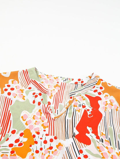 Multicolour V-Neck Lace Detail Summer Shift Dress