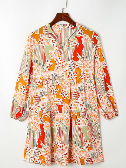 Multicolour V-Neck Lace Detail Summer Shift Dress