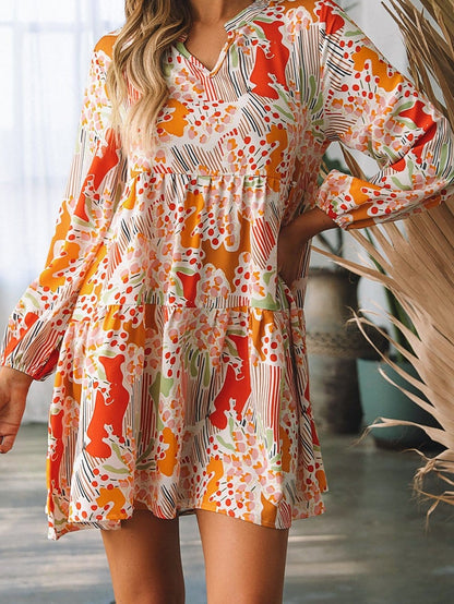 Multicolour V-Neck Lace Detail Summer Shift Dress