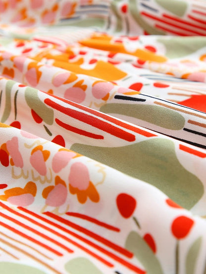 Multicolour V-Neck Lace Detail Summer Shift Dress