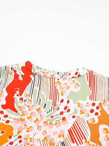 Multicolour V-Neck Lace Detail Summer Shift Dress