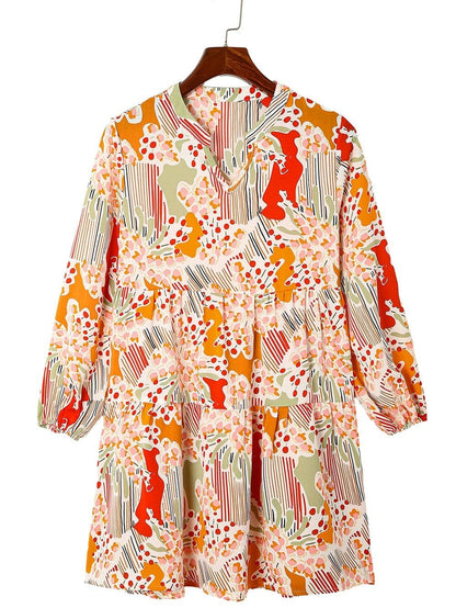 Multicolour V-Neck Lace Detail Summer Shift Dress