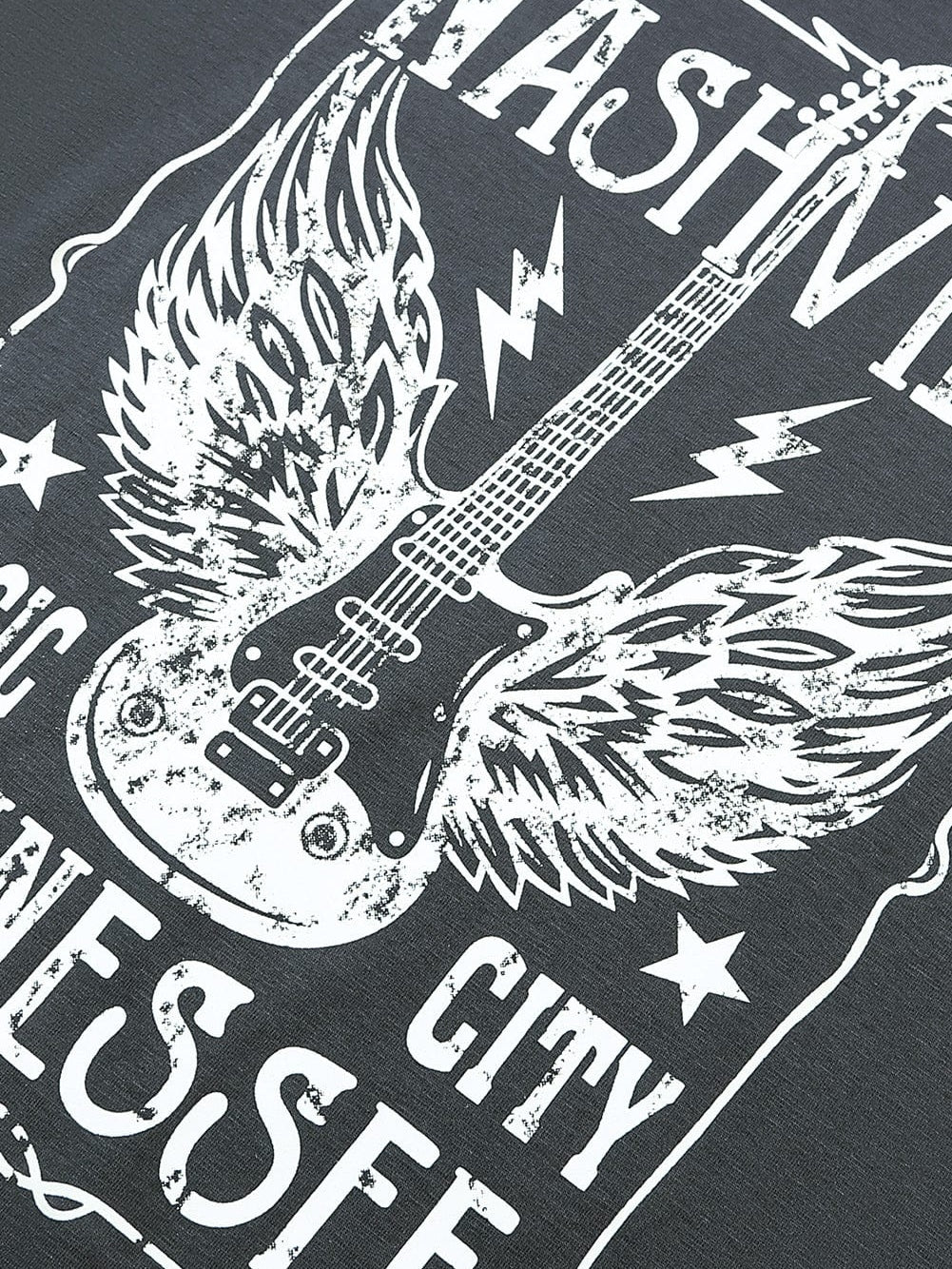 Musical Vibes Oversized Graphic Print Guitar Letter T-Shirt