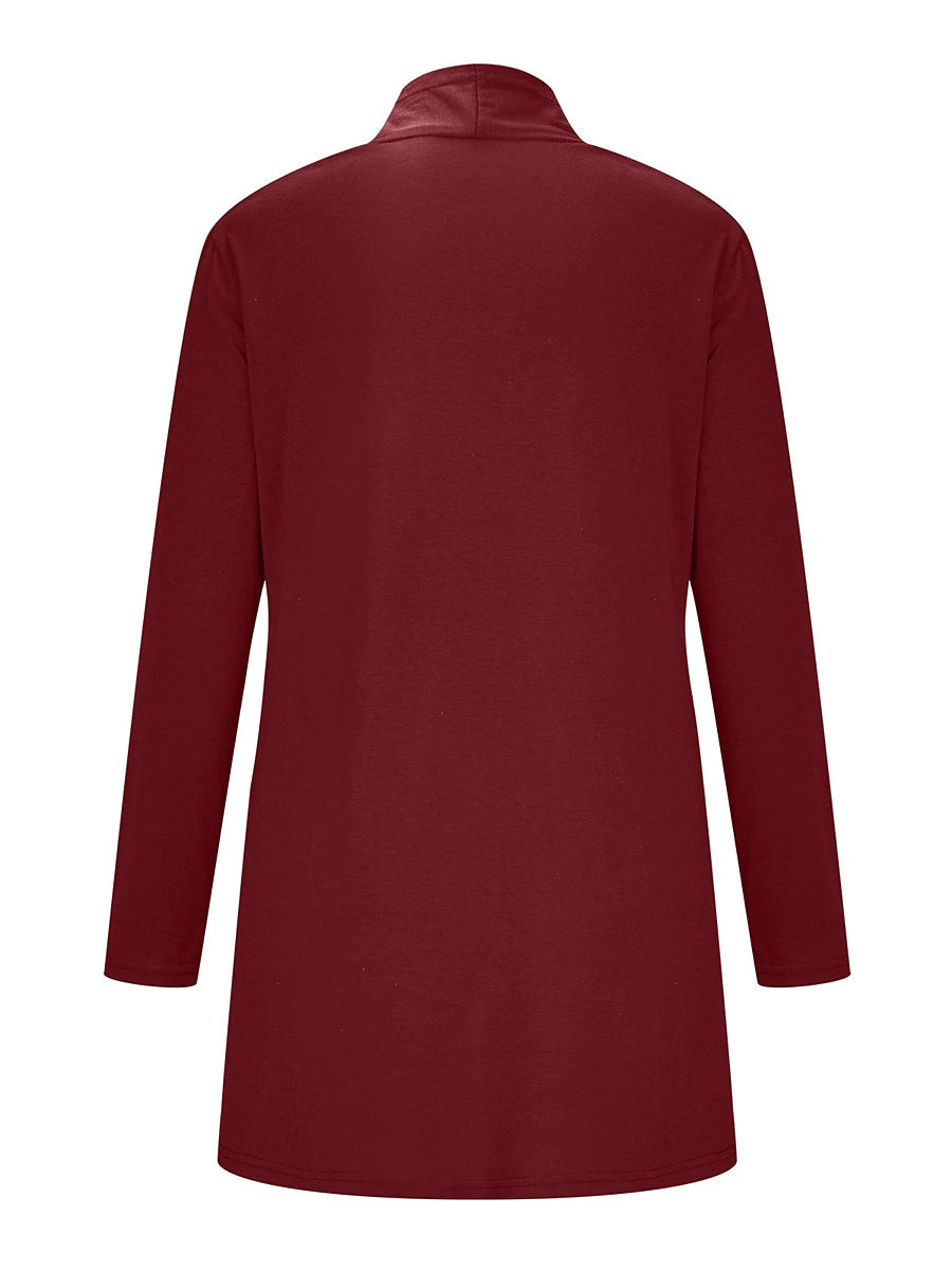 Women's Cardigan Sweater Open Front Ribbed Knit Knit Pocket Summer Fall Outdoor Daily Weekend Stylish Casual Soft Long Sleeve Solid Color Black White Wine S M L