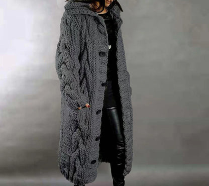 Women's Cardigan Sweater Jumper Cable Chunky Knit  Solid Color Open Front Stylish Soft Daily Going out Winter Fall Reddish brown Blue S M L / Long Sleeve / Regular Fit