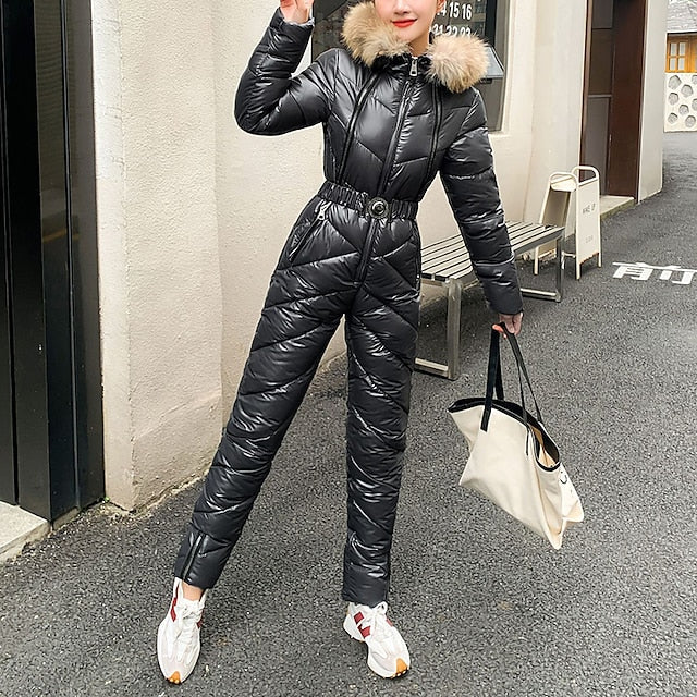 Women's Jumpsuit Ski Suit Outdoor Winter Thermal Warm Windproof Hooded Windbreaker Snow Suit for Skiing Camping / Hiking Snowboarding Ski