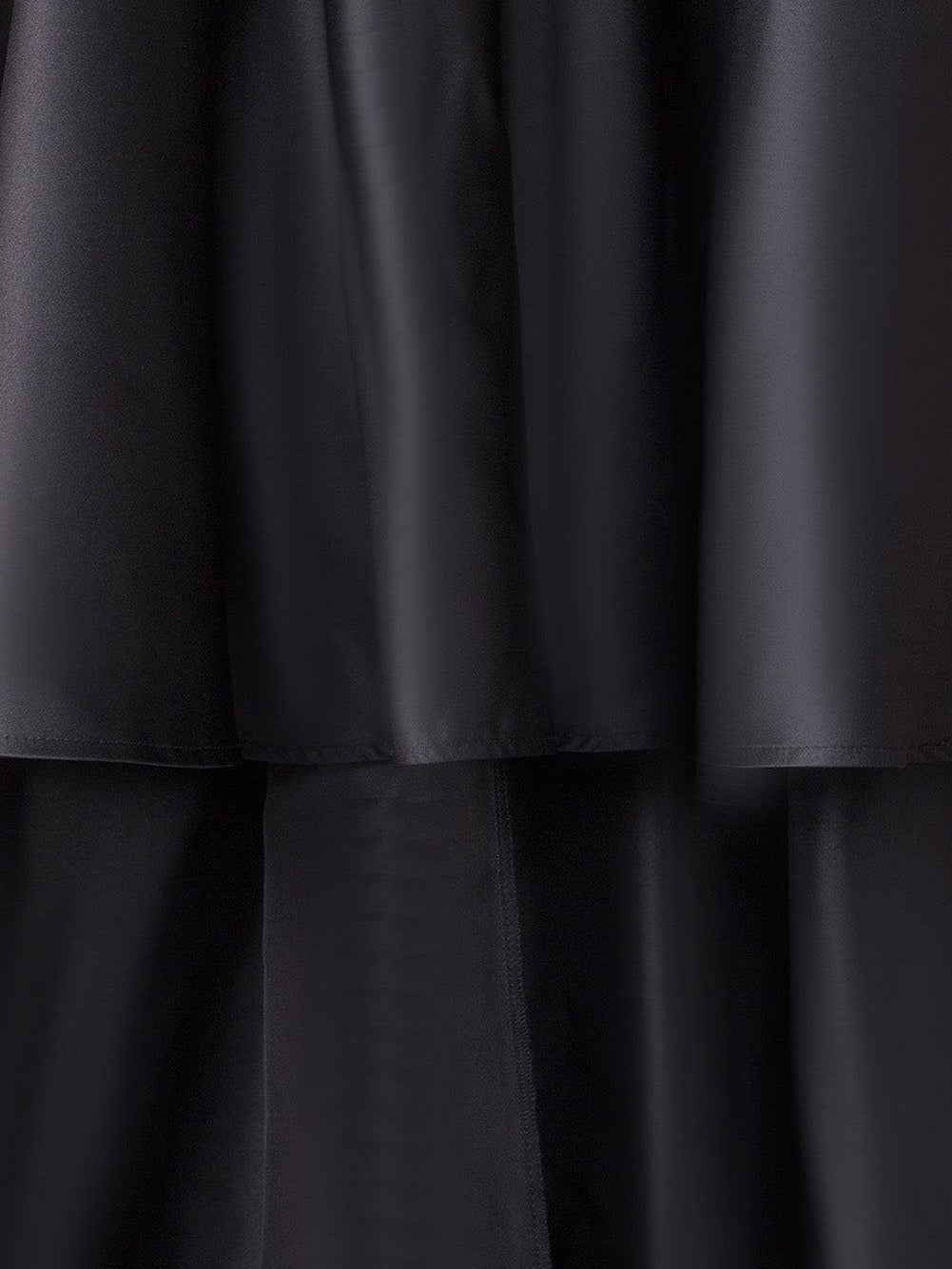 Mysterious Black Lace High-Low Satin Evening Gown