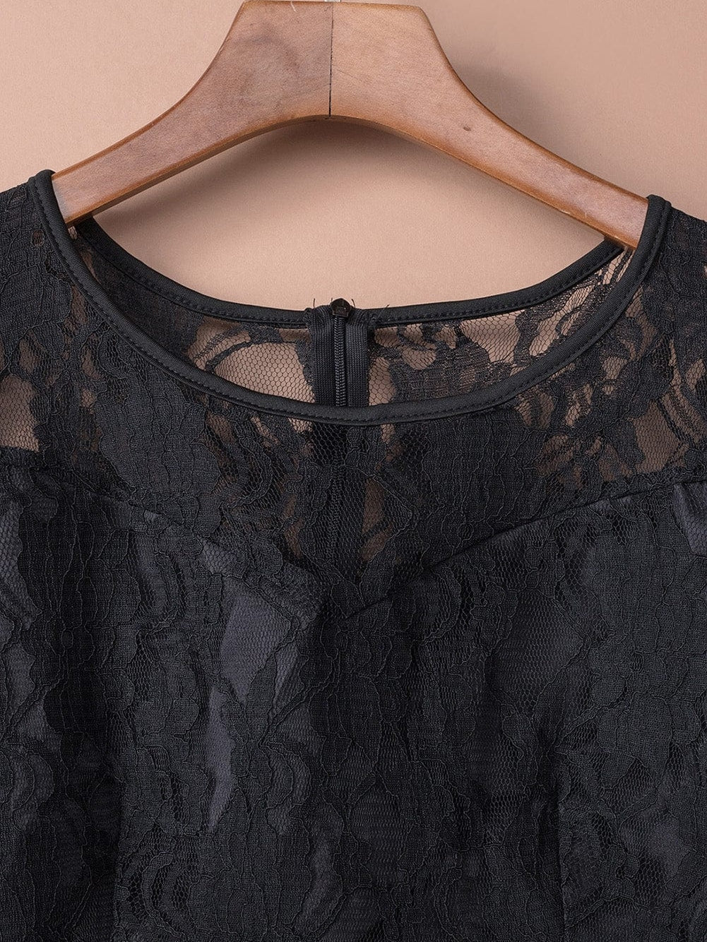 Mysterious Black Lace High-Low Satin Evening Gown
