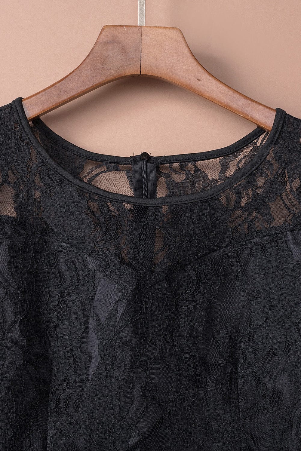 Mysterious Black Lace High-Low Satin Evening Gown