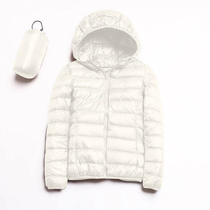 Women's Puffer Jacket with Hoodie Jacket Hiking Down Jacket Winter Outdoor Thermal Warm Packable Waterproof Windproof Jacket Top Full Length Visible Zipper Fishing Camping / Hiking / Caving