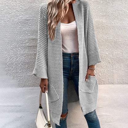 Women's Cardigan Sweater Jumper Chunky Knit Tunic Pocket Knitted Pure Color Open Front Stylish Casual Holiday Going out Winter Fall Green Pink S M L / Long Sleeve / Regular Fit