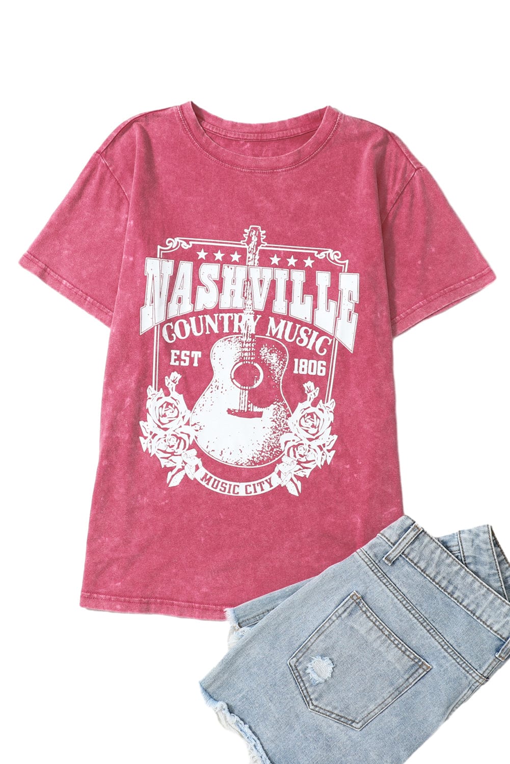 Nashville Vibes Red Graphic Tee for Music Lovers