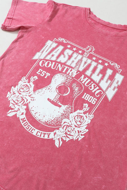 Nashville Vibes Red Graphic Tee for Music Lovers