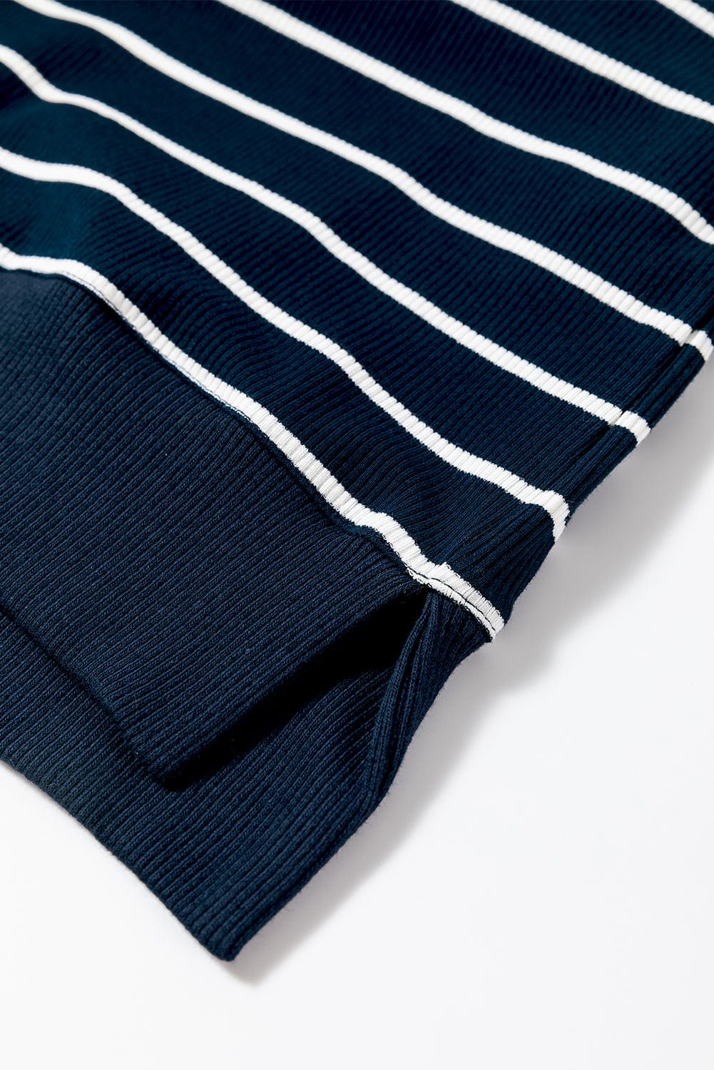 Nautical Striped Quarter Zip Collared Mini Dress with Cap Sleeves