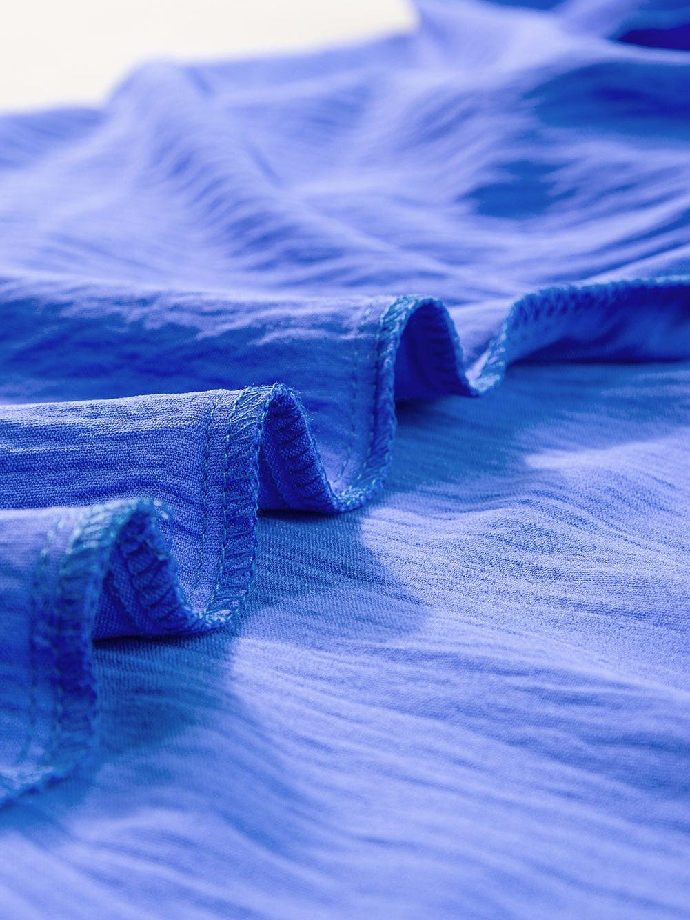 Navy Blue Collared Smocked Sleeve Cuffs Loose Fit Blouse