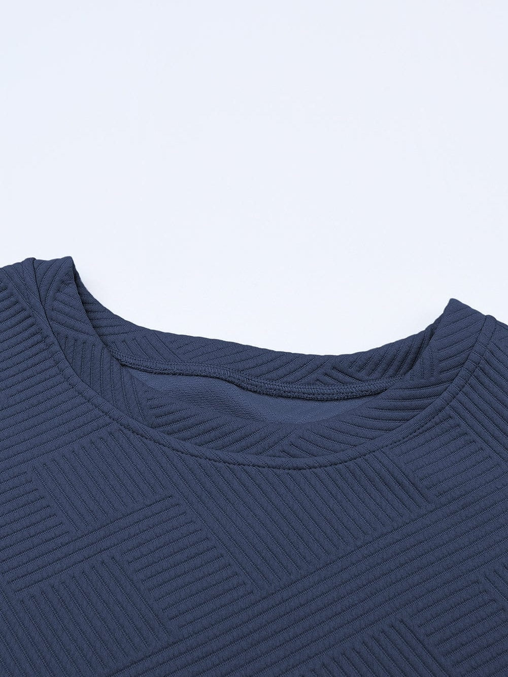 Navy Blue Ribbed Loose Fit Two-Piece Pant Set with Drawstring Waist