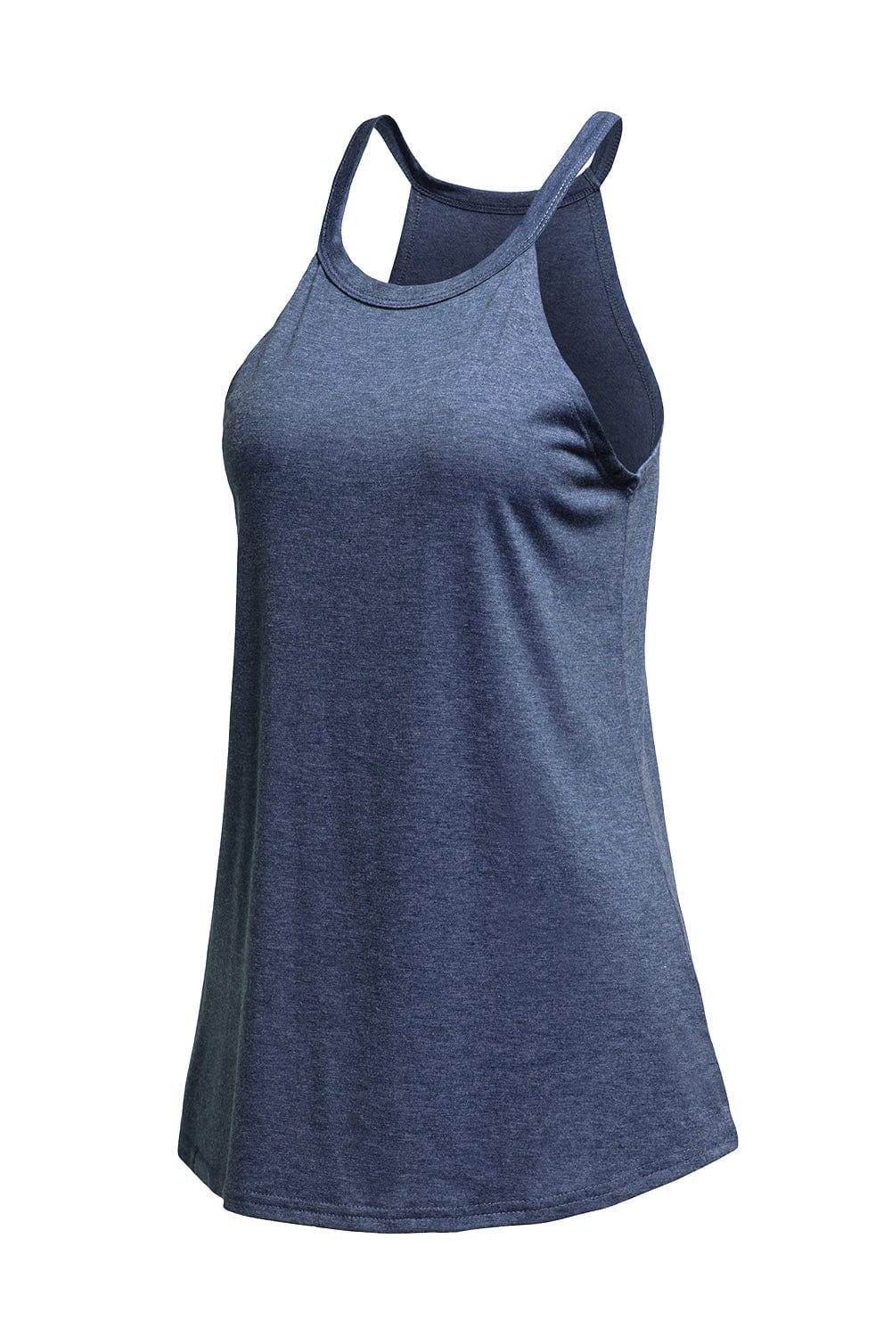 Navy Blue Sleeveless Crew Neck Tank Top