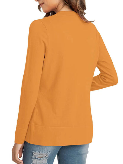 Women's Knitted Cardigan Coat Classic V Neck Long Sleeve Open Front Sweater Fall Solid Color  Cardigans Wine S M L