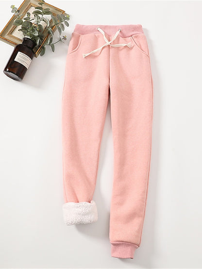 Women's Fleece Pants Fleece Plain Light Gray Dark Grey Active High Waist Full Length Outdoor Street Fall Winter