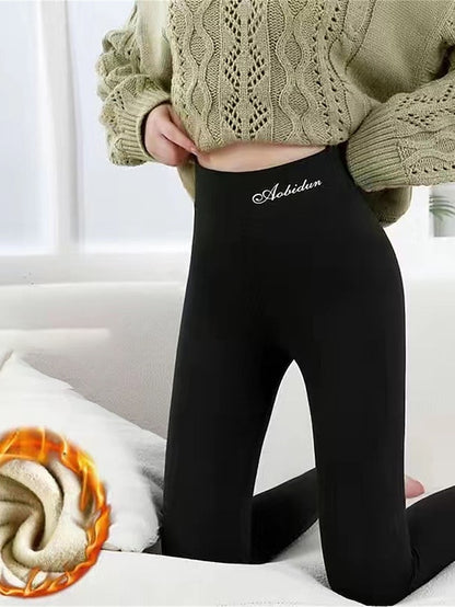 Women's Leggings Polyester Letter Dark-Gray Grey Fashion High Waist Full Length Outdoor Daily Fall Winter