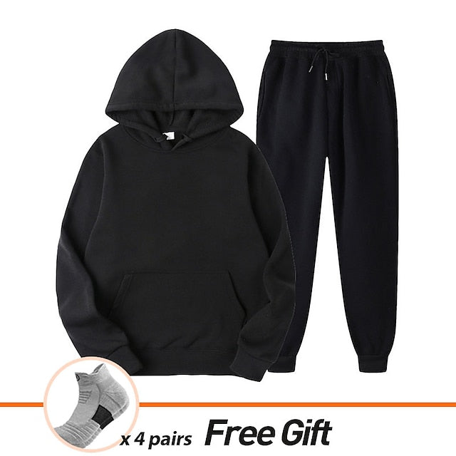 Men's Women's Tracksuit Sweatsuit Casual Fall Long Sleeve Velvet Thermal Warm Soft Fitness Running Jogging Sportswear Activewear Solid Colored Dark Grey Black White