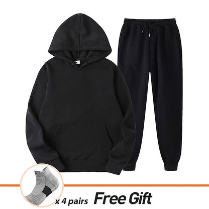 Men's Women's Tracksuit Sweatsuit Casual Fall Long Sleeve Velvet Thermal Warm Soft Fitness Running Jogging Sportswear Activewear Solid Colored Dark Grey Black White