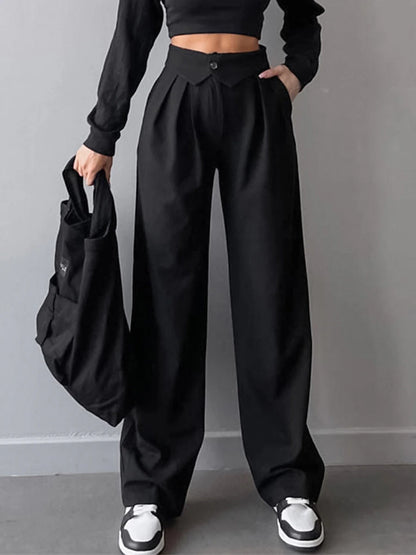 Women's Dress Pants Spandex Plain Grey Black Elegant High Waist Full Length Office / Career Street Fall Winter