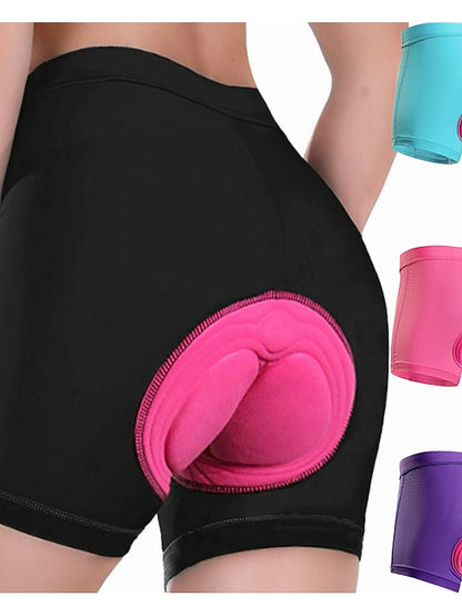 Arsuxeo Women's Cycling Under Shorts Cycling Padded Shorts Bike Underwear Shorts Padded Shorts Chamois Bottoms Sports Spandex Purple Fuchsia Blue Mountain Bike MTB Road Bike Cycling Clothing - LuckyFash™