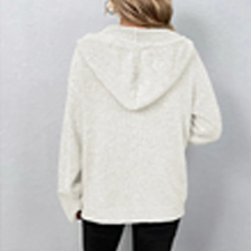 Women's Cardigan Sweater Hooded Crochet Knit Polyester Button Knitted Hooded Fall Winter Tunic Daily Holiday Date Stylish Casual Soft Long Sleeve Solid Color Black White Gray S M L