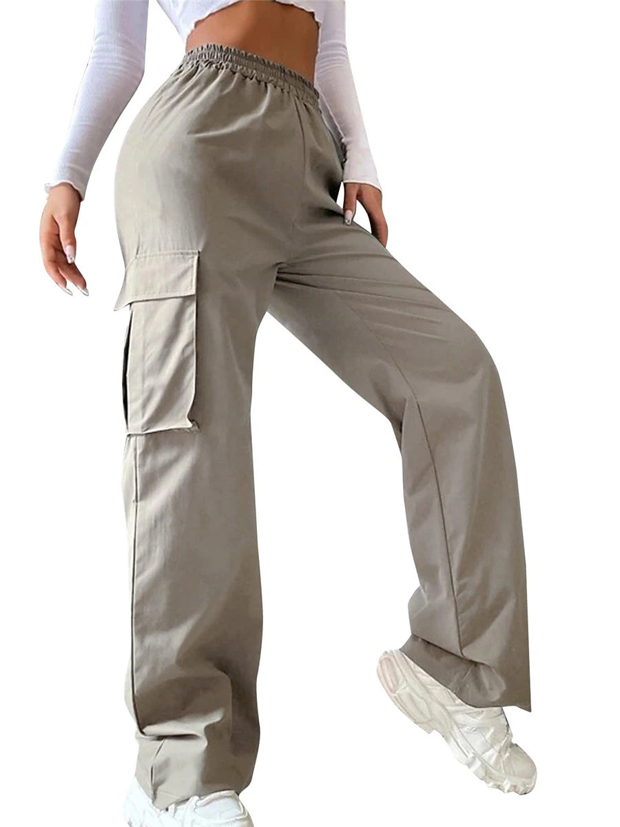 Women's Cargo Pants Polyester Plain ArmyGreen off white Streetwear High Waist Full Length Casual Sports Summer Spring