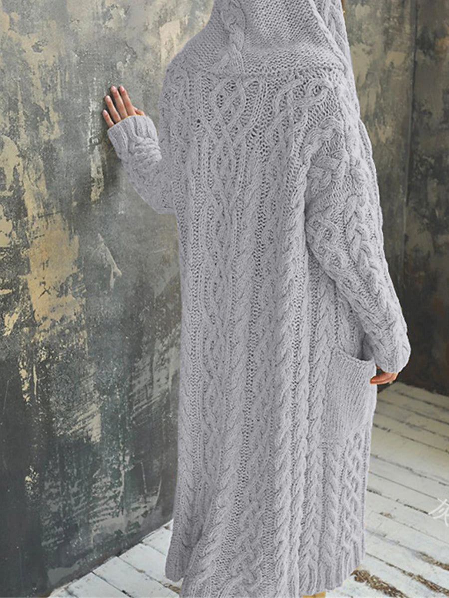 Women's Cardigan Sweater Hooded Cable Knit Polyester Pocket Hooded Fall Winter Long Outdoor Daily Going out Stylish Casual Soft Long Sleeve Solid Color Black Yellow Pink S M L