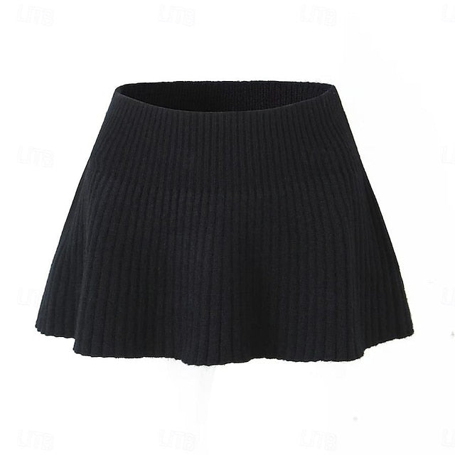 Set with Cropped Turtleneck Sweater Knitted Mini Skirt 2 PCS Sexy Cute Y2K Casual Daily Outfits